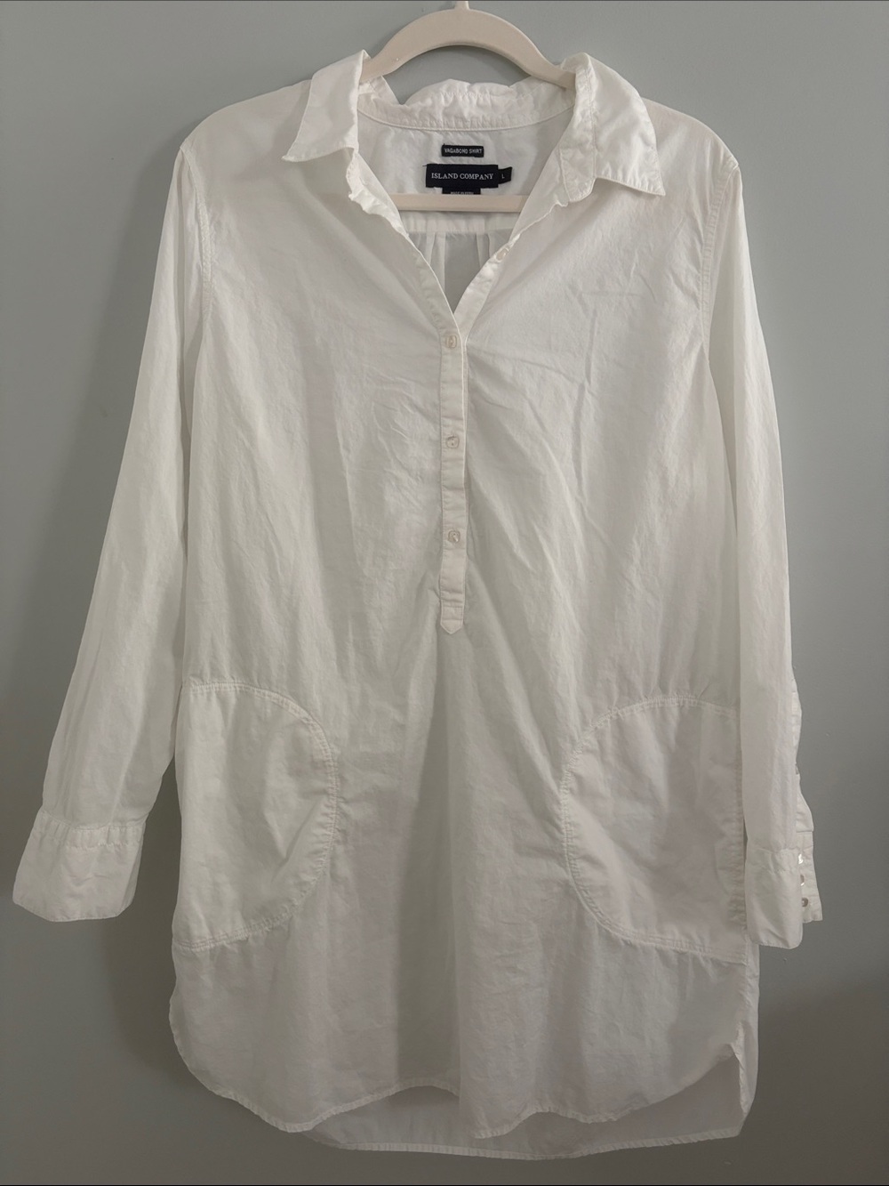 Island Company Vagabon shirt women’s large white Peruvian Pima cotton tunic top